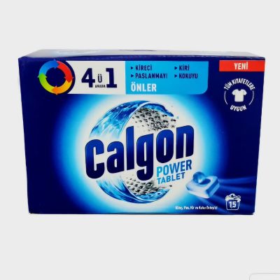 قرص جرمگیر ماشین لباسشویی calgon مدل 4 در 1 بسته 15 عددی