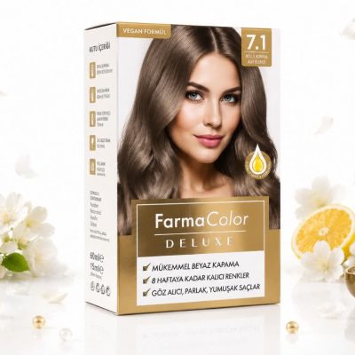 رنگ موی فارماکالر دیلاکس (FarmaColor Deluxe) - شماره 7.1 بلوند تیره با تهتون خاکستری